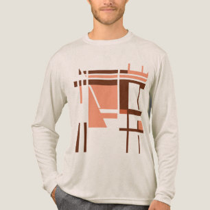 Koraal Sinaasappel Bruin Geometrische Abstracte MC Tri-Blend Shirt