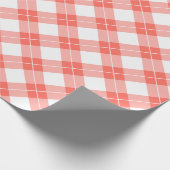 Koraal Sinaasappel en wit diagonaal geruite patroo Cadeaupapier (Hoek)