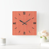 Koraal sinaasappel, enamel look, bestudeerd raster vierkante klok (Huis)