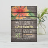 Koraal Sinaasappel Flower; Rustic Wood Sweet 16 Pa Kaart (Staand voorkant)