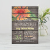 Koraal Sinaasappel Flower; Rustieke housewarming p Kaart (Staand voorkant)