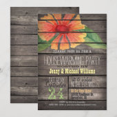 Koraal Sinaasappel Flower; Rustieke housewarming p Kaart (Voorkant / Achterkant)