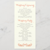 Koraal sinaasappel gebladerte lijst bruiloft progr programmakaart (Achterkant)