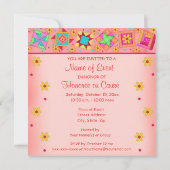 Koraal Sinaasappel Geel Patchwork Quilt Block Art Kaart (Achterkant)