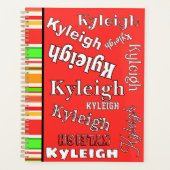 Koraal Sinaasappel Groen Goud Witte Strepen Gepers Planner (Voorkant)