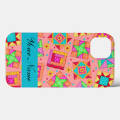 Koraal Sinaasappel Kleurrijke Patchwork Quiltblok  Case-Mate iPhone Case (Achterkant (horizontaal))