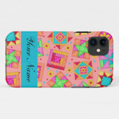 Koraal Sinaasappel Kleurrijke Patchwork Quiltblok Case-Mate iPhone Case (Achterkant (horizontaal))
