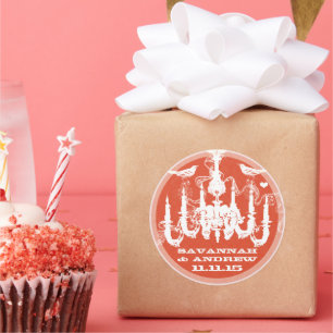 Koraal Sinaasappel Love Bird kroonluchter Ronde Sticker