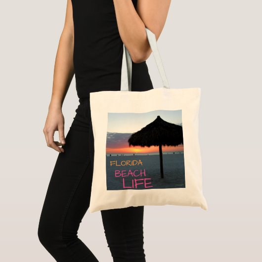 Koraal Sinaasappel Ocean Sunset / Florida Beach Li Tote Bag (Voorkant (product))