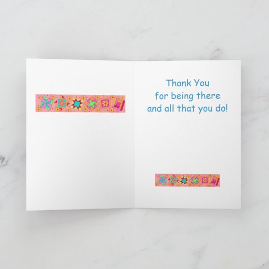 Koraal Sinaasappel Patchwork Quilt Block Art Bedan Bedankkaart (Binnen)