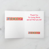 Koraal Sinaasappel Patchwork Quilt Block Art Bedan Bedankkaart (Binnen)