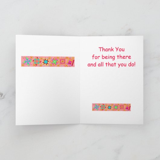 Koraal Sinaasappel Patchwork Quilt Block Art Bedan Bedankkaart (Binnen)