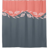 Koraal Sinaasappel Perzik Grijs Bloemen Douchegordijn (Voorkant)