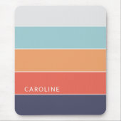 Koraal Sinaasappel Rood Donkerblauw Seafoam Groene Muismat (Voorkant)