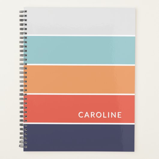 Koraal Sinaasappel Rood Donkerblauw Seafoam Groene Planner (Voorkant)