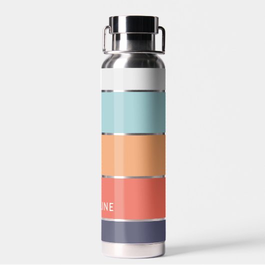 Koraal Sinaasappel Rood Donkerblauw Seafoam Groene Waterfles (Achterkant)