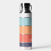 Koraal Sinaasappel Rood Donkerblauw Seafoam Groene Waterfles (Voorkant)