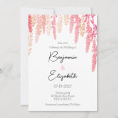 Koraal sinaasappel roze elegant bloemenbruiloft kaart (Voorkant)