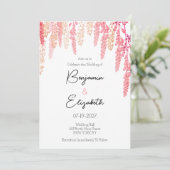 Koraal sinaasappel roze elegant bloemenbruiloft kaart (Staand voorkant)
