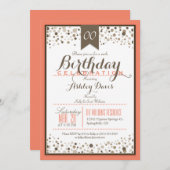 Koraal Sinaasappel, wit en taupe Modern verjaardag Kaart (Voorkant / Achterkant)