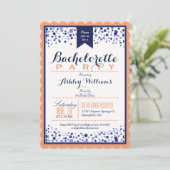 Koraal Sinaasappel, Wit, Navy Blue Bachelorette Pa Kaart (Staand voorkant)