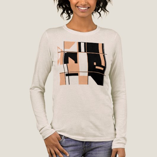 Koraal Sinaasappel Zwart Abstract Art Gameboard De Tri-Blend Shirt (Voorkant)