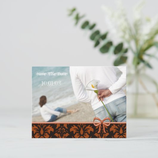 Koraal sparen de Datum met Uw Foto Aankondigingskaart (Staand voorkant)