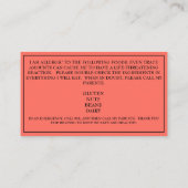 Koraal - speciaal voor kinderen bestemde allergie visitekaartje (Achterkant)