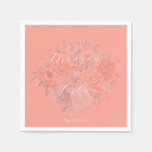 Koraal Spring Bloemen Trouwpapier Servetten (Voorkant)