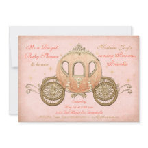 Koraal sprookje Princess Baby Shower-uitnodigingen