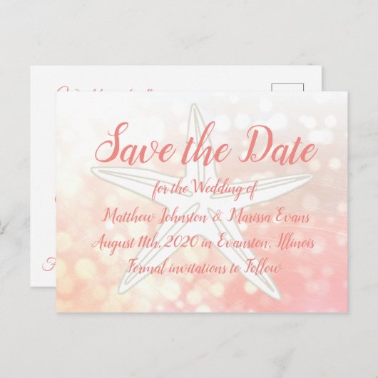 Koraal Starfish Aangepast sparen het Briefkaart va (Voorkant / Achterkant)