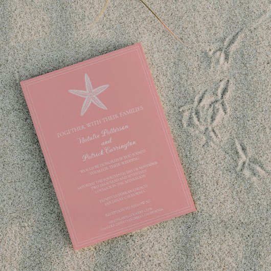 Koraal Starfish bruiloft uitnodiging