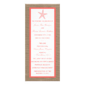 Koraal Starfish Burlap Beach Wedding Program Reclamekaart (Voorkant)
