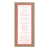 Koraal Starfish Burlap Beach Wedding Program Reclamekaart (Achterkant)