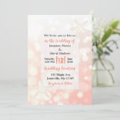 Koraal Starfish strand bruiloft uitnodigingen (Staand voorkant)