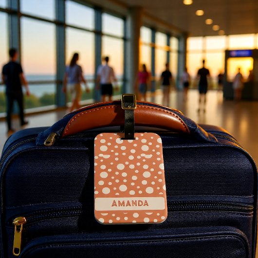 Koraal Stippen Personaliseerde Naam Bagagelabel