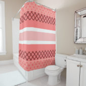 Koraal streep en polka dot douchegordijn (In situ)