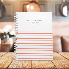 Koraal Stripe Minimalistisch Modern Stijlvol Journ Notitieboek