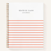 Koraal Stripe Minimalistisch Modern Stijlvol Journ Notitieboek (Voorkant)