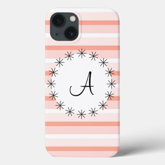 Koraal Stripe 'Monogram' iPad-draagtas Case-Mate iPhone Case (Achterkant)