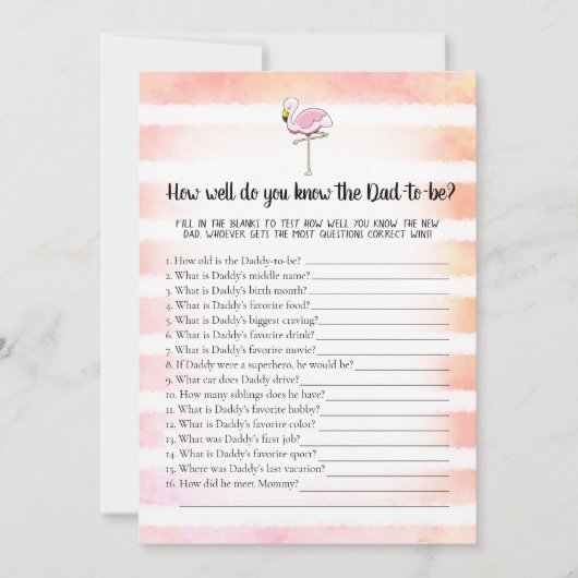 Koraal Striped Flamingo die papa het beste spel ke Kaart (Voorkant)