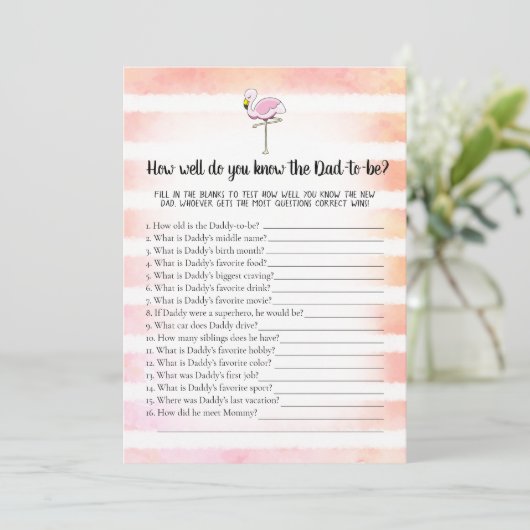 Koraal Striped Flamingo die papa het beste spel ke Kaart (Staand voorkant)