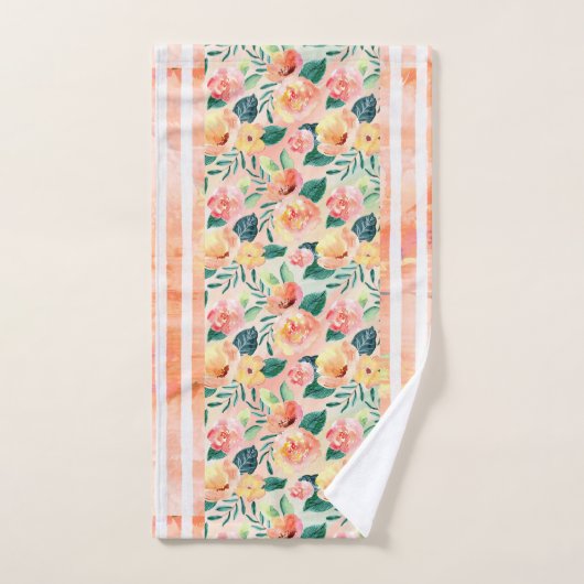 Koraal Striped Floral Bath Towel Set Bad Handdoek (Handdoek)