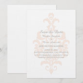 Koraal Subtle Damask Save the Date Uitnodiging (Voorkant / Achterkant)