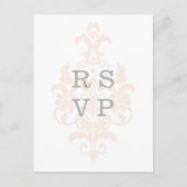 Koraal subtle Damask Wedding RSVP Briefkaart (Voorkant)
