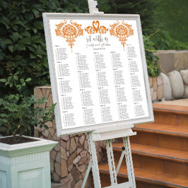 Koraal Swan Lovebird Damask Seating Chart Poster