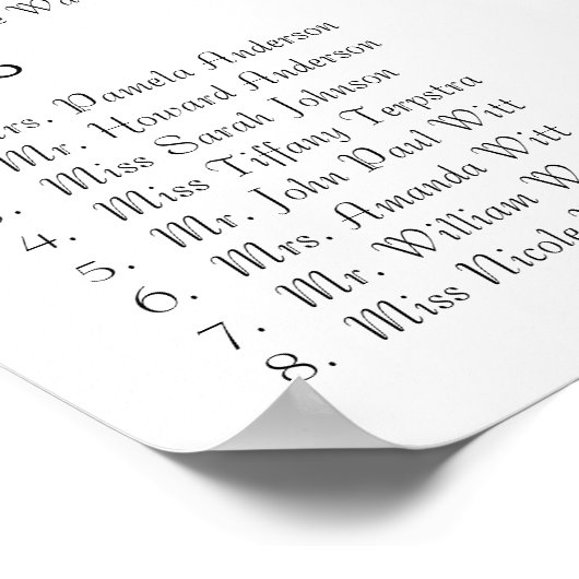 Koraal Swan Lovebird Damask Seating Chart Poster (Hoek)