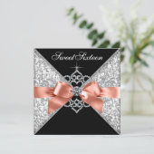 Koraal Sweet 16 Verjaardagsfeest Uitnodigingen (Staand voorkant)