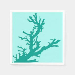 Koraal tak - turquoise en aqua servetten