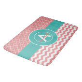 Koraal Teal Chevron Vierblad Badmat (Gekanteld)